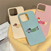 Embroidered Puppy Leather Case for iPhone